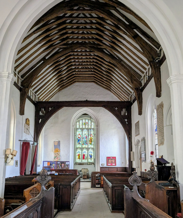 Gosfield Church Interior Nave and Pews 21 March 2025 Copyright: William George