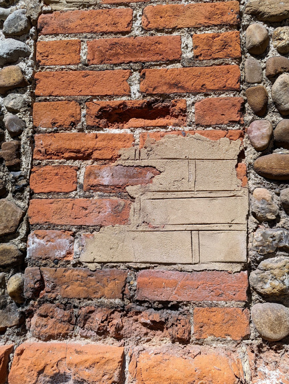 Wendens Ambo Repaired Brick Wall 7 August 2022 Copyright: William George