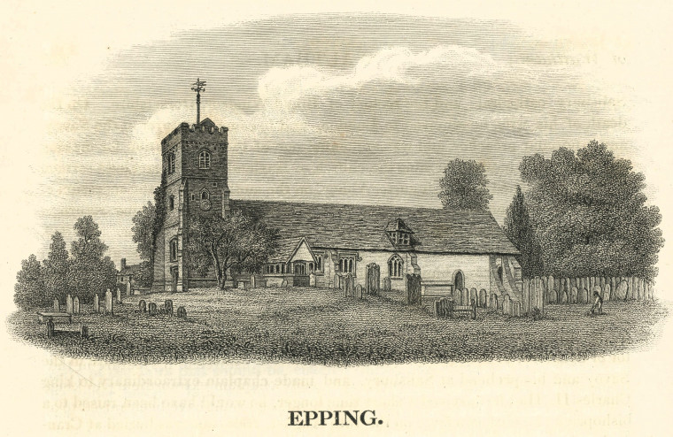 Epping Church Ogborne 1817 Copyright: Elizabeth Ogborne History of Essex 1817
