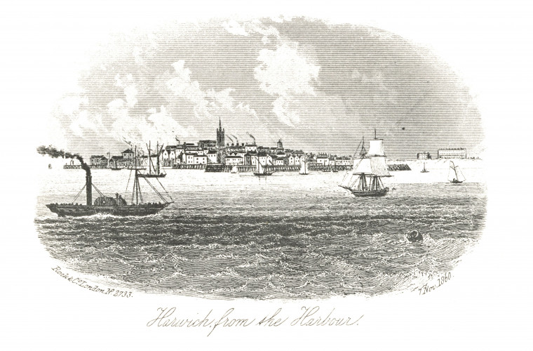 Harwich from the Harbour Rock and Co 1860 Copyright: Rock & Co