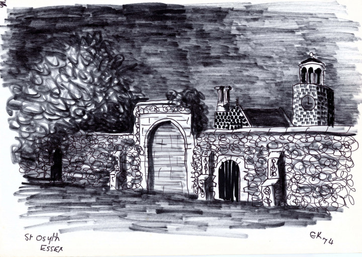 St Osyth Abbey sketch by G Kellick 1974 2 Copyright: William George