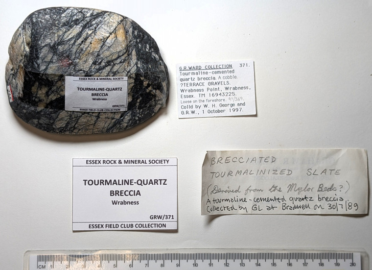 Tourmaline Quartz Breccia Wrabness 1997 label Copyright: William George