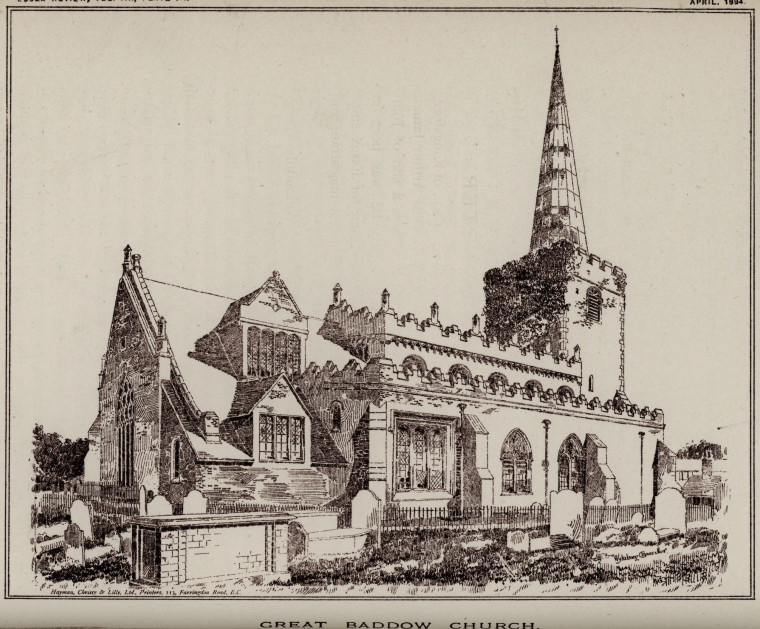 Great Baddow Church  Essex Review 1894 Copyright: Wykeham Chancellor