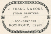 J Francis Steam Printer Rochford Advert