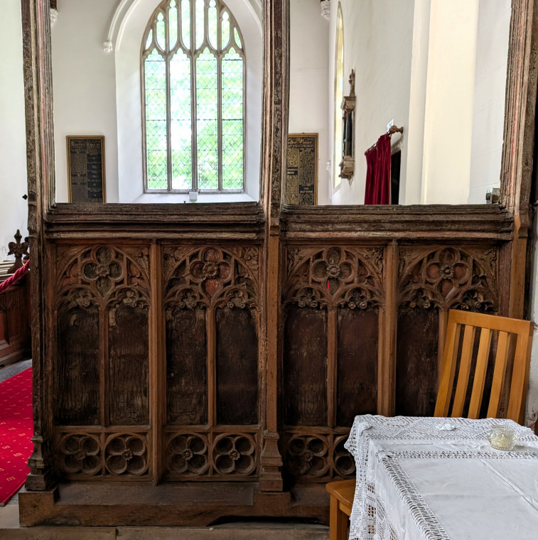 Clavering Church Rood Screen and East Window 5 August 2025 Copyright: William George