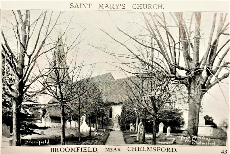 Broomfield St Mary Church near Chelmsford post card Copyright: William George