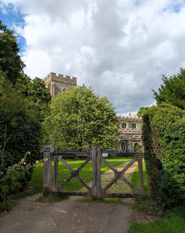 Clavering church and gate  5 August 2025 Copyright: William George