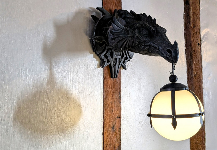 Witham White Hart Hotel Globular Lamp and Shadow 2025 Copyright: William George 10 May 2025