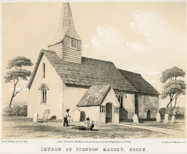 Stondon Masey Church Suckling 1845 Copyright: Alfred Suckling Essex Antiquities 1845
