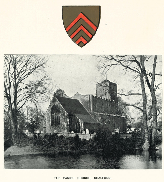 Shalford Church East and North Faces Florence Law 1898 Copyright: Florence Law Shalford Church 1898
