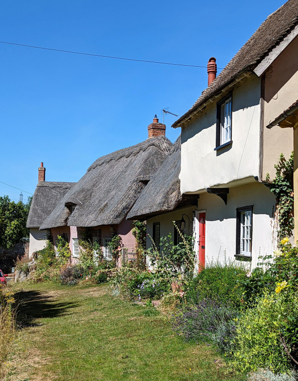 Wendens Ambo Cottages from Church 7 August 2022 Copyright: William George