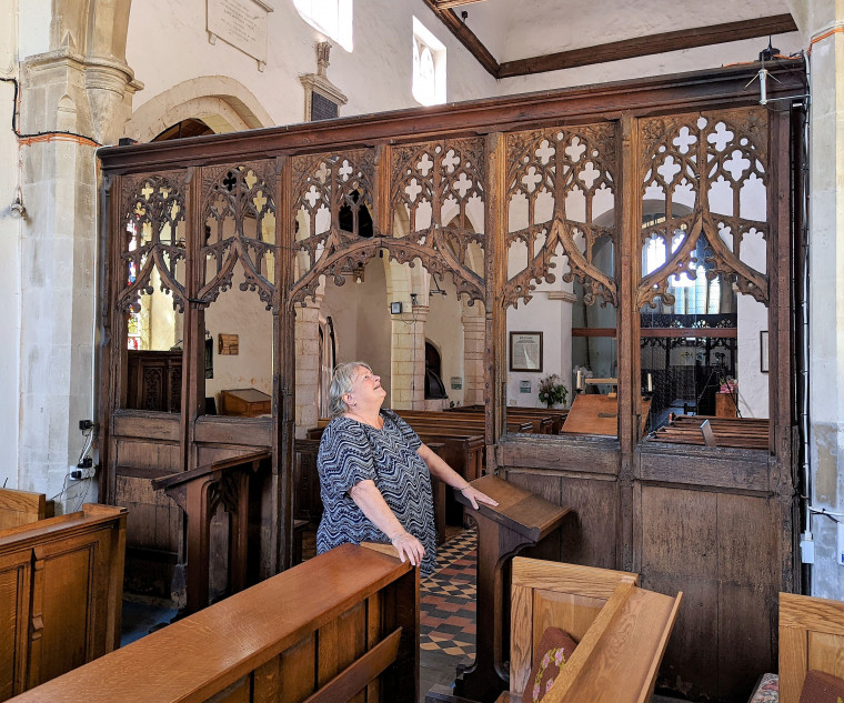 Wendens Ambo Church Rood Screen looking West 7 August 2022 Copyright: William George