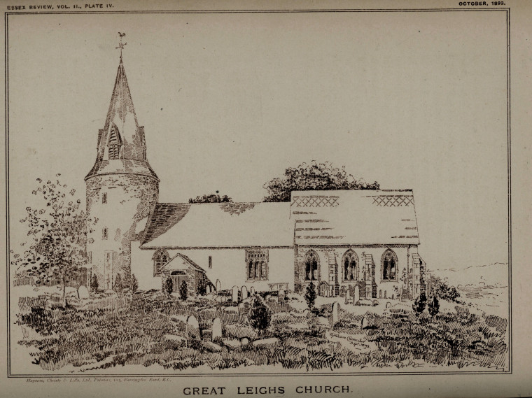Great Leighs Church  1893 Copyright: Wykeham Chancellor