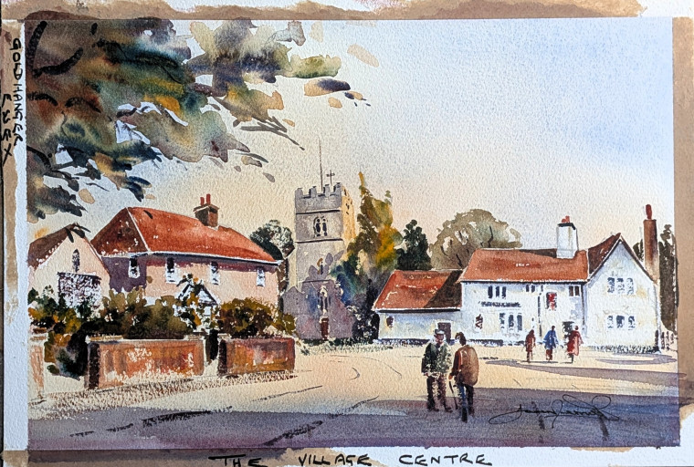 Goldhanger Village Centre Watercolour Copyright: James Merriott
