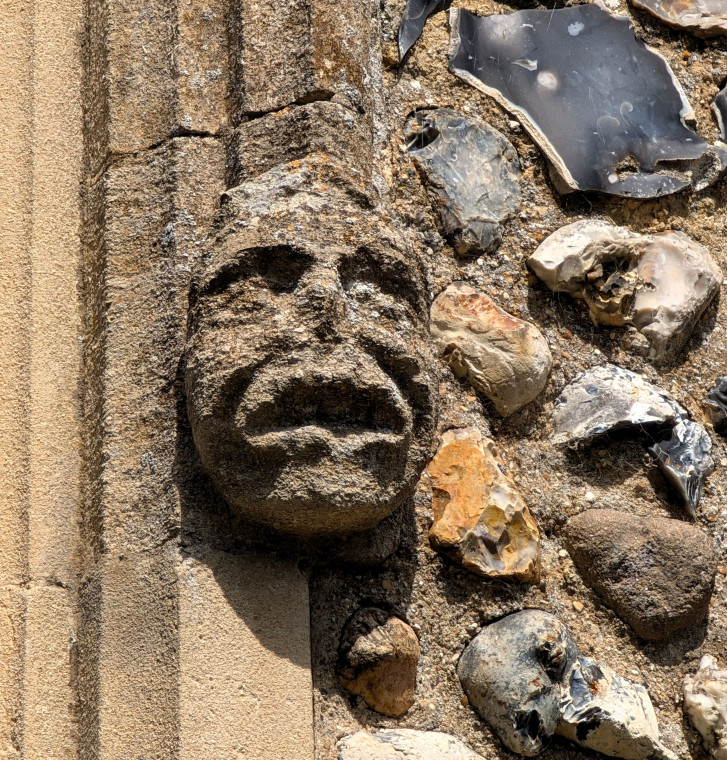 Castle Hedingham Church Stone Face 8 August 2025 Copyright: William George