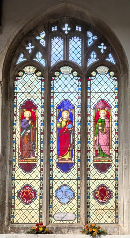 Bocking Church Stained Glass Window with Jesus 7 October 2025 Copyright: William George