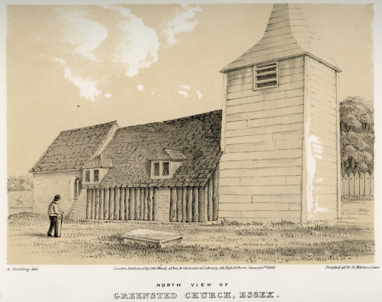 Greensted Church Suckling 1845 Copyright: Alfred Suckling Essex Antiquities 1845