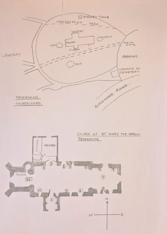 Fryerning Church Text Map 31st May 2025 Copyright: William George