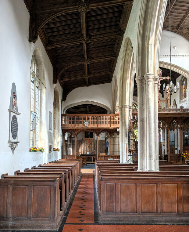 Bocking Church interior north aisle and roof 7 October 2025 Copyright: William George