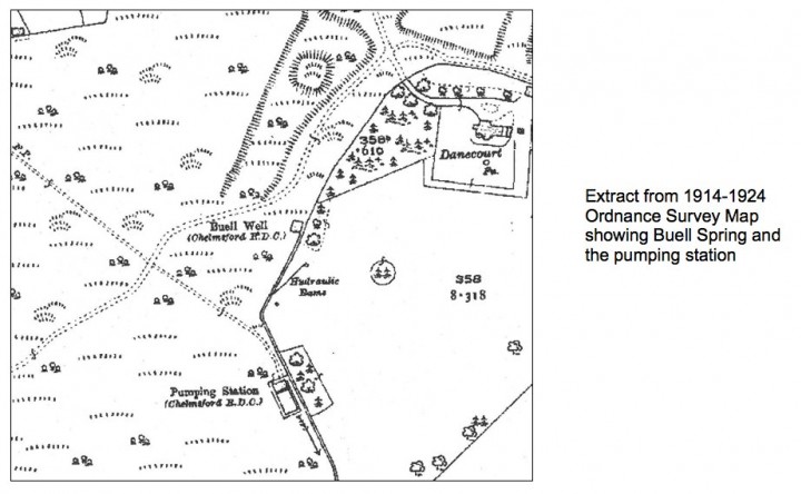 Extract from 1914-1924 OS map showing Buell Spring Copyright: Ordnance Survey