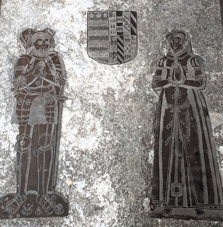 Tilty Church Man and Lady with Shield Brass 17 June 2025 Copyright: William George