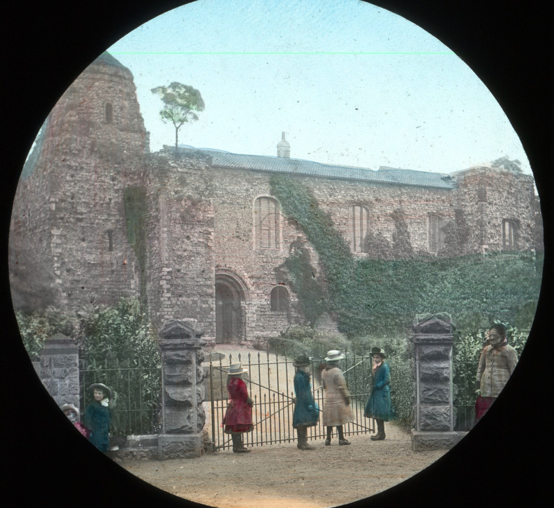 Colchester Castle entrance Magic Lantern Slide Copyright: William George