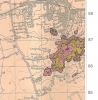 Geological map showing pebble gravel on the very highest ground. 