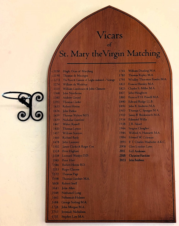 Matching Church List of Vicars 9th August 2025 Copyright: William George