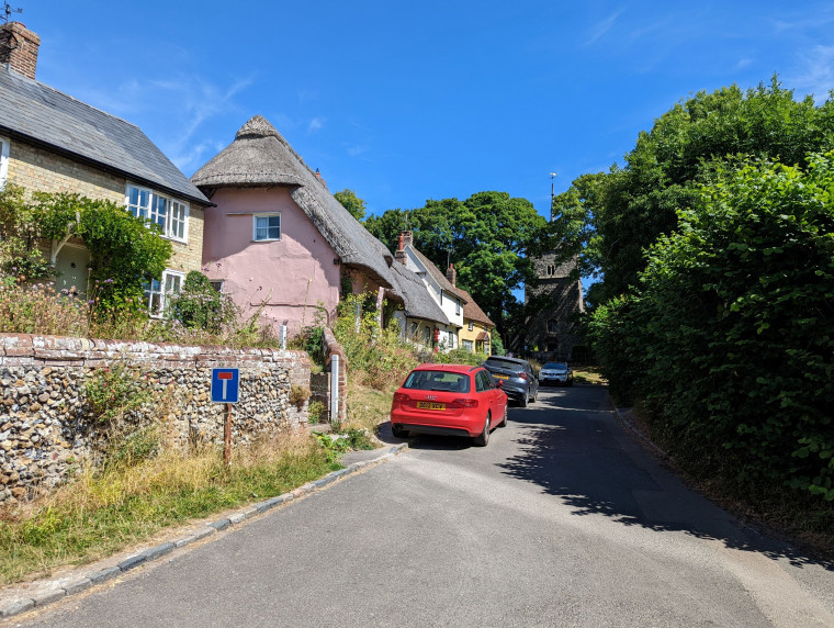 Wendens Ambo Church Cottages and Flint Wall 7 August 2022 Copyright: William George