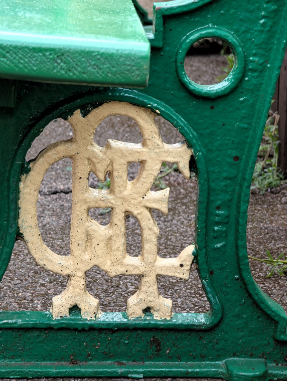 Ongar Station Great Eastern Railway Bench Detail 5th May 2025 Copyright: William George