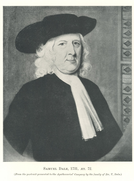 Samuel Dale 1659 to 1739 Black and White Portrait Copyright: Essex Field Club