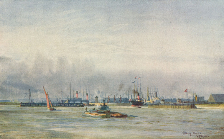 Tilbury Docks 1905 Copyright: W L Wyllie London to the Nore 1905