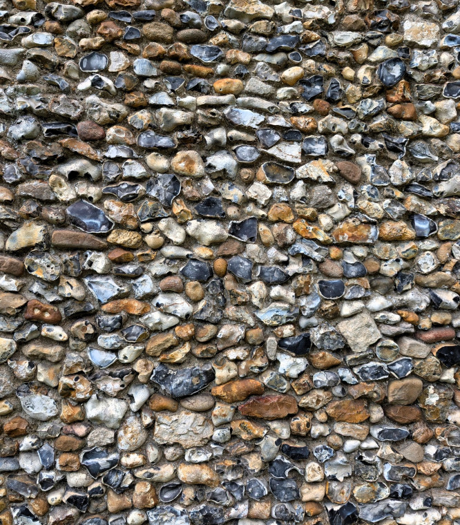 Clavering church fabric flint cobbles  5 August 2025 Copyright: William George