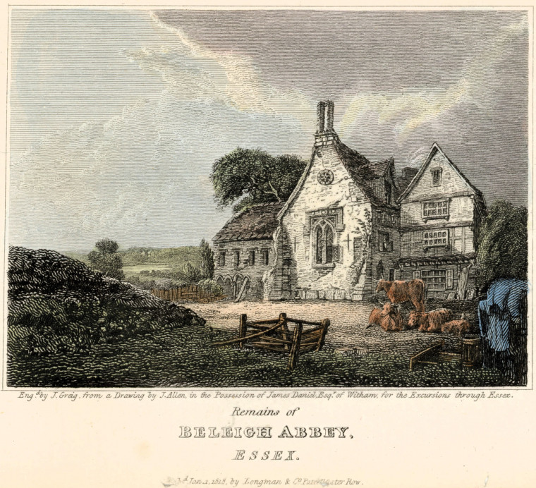 Beleigh Abbey Hant tinted engraving 1818 Copyright: J Greig