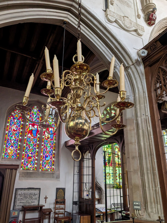 Bocking Church Interior Brass Chandelier 7 October 2025 Copyright: William George