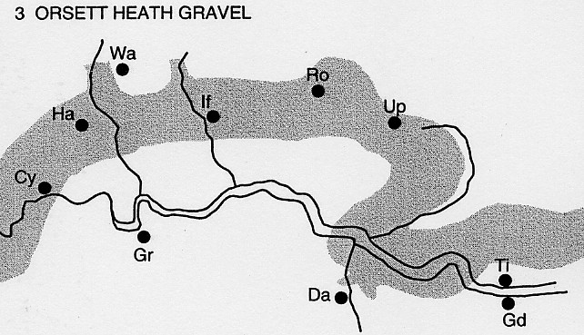 Route of the Thames during deposition of the Orsett Heath Gravel Copyright: 