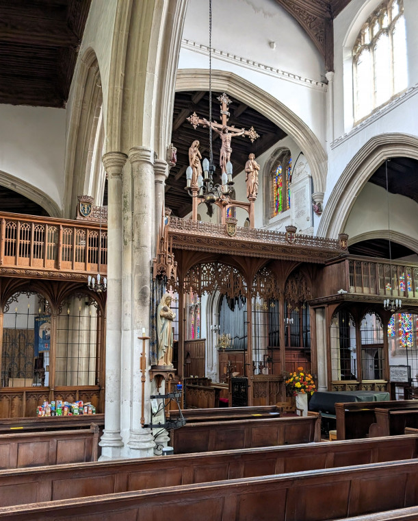 Bocking Church interior looking south eastwards 7 October 2025 Copyright: William George