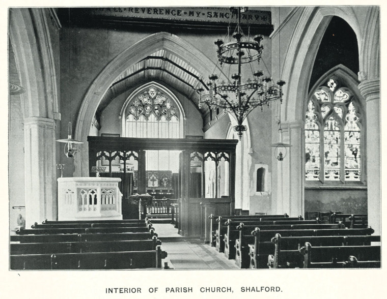 Shalford Church Interior 1898 F Law Copyright: Florence Law Shalford Church 1898
