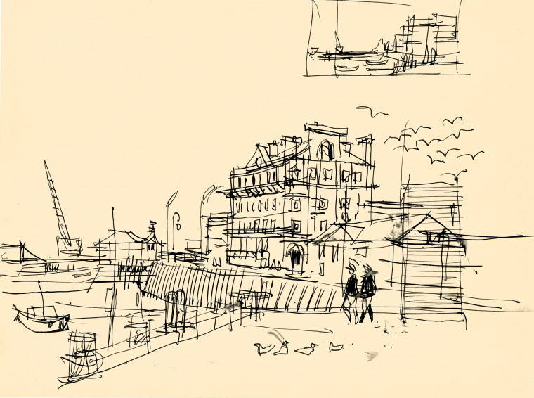 Harwich Quay Pen and Ink Drawing Copyright: Paul Sharp
