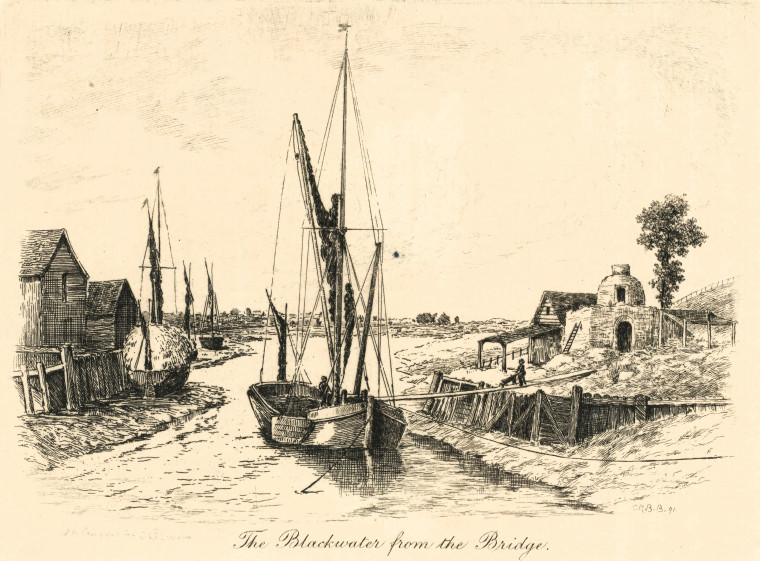 Maldon Kiln and and River Blackwater Barrett 1892 Copyright: C R B Barrett Essex Highways 1892