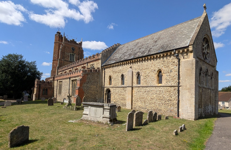 Castle Hedingham Church South Face with Grave Yard 8 August 2025 Copyright: William George