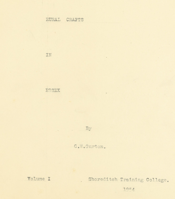Rural Crafts in Essex 1954 Title Page Copyright: W C Gurton