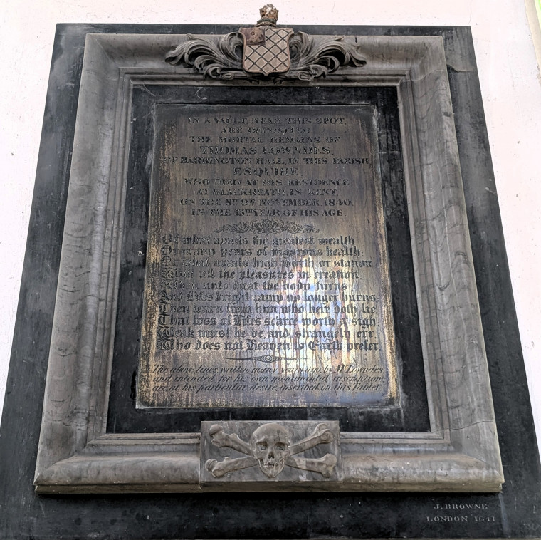 Hatfield Broad Oak Church Lowndes Monument 27 June 2025 Copyright: William George