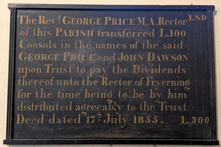 Fryerning Church Trust Board 1855 31st May 2025 Copyright: William George