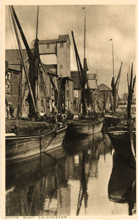Colchester Hythe Quay Post Card Barges Copyright: Post Card