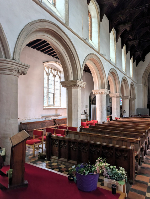Castle Hedingham Church South Aisle and nave 8 August 2025 Copyright: William George