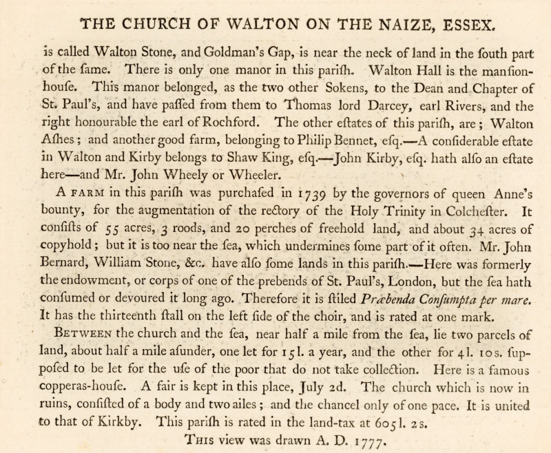 Walton Description by Philip Morant 1768 Copyright: William George
