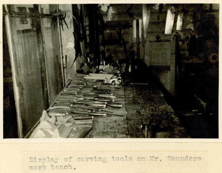 Wood Carving tools of Mr Saunders Copyright: W C Gurton Rural Crafts in Essex 1954