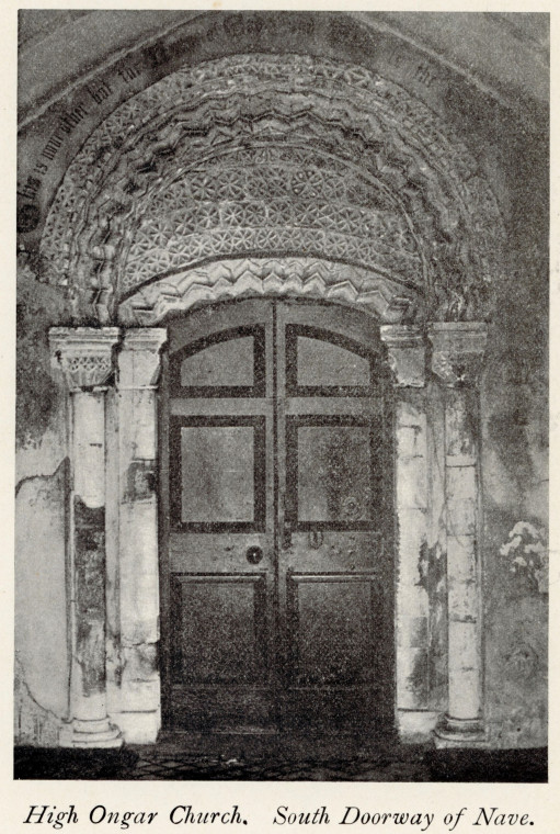 High Ongar Church south doorway of nave Godman 1905 Copyright: E Godman