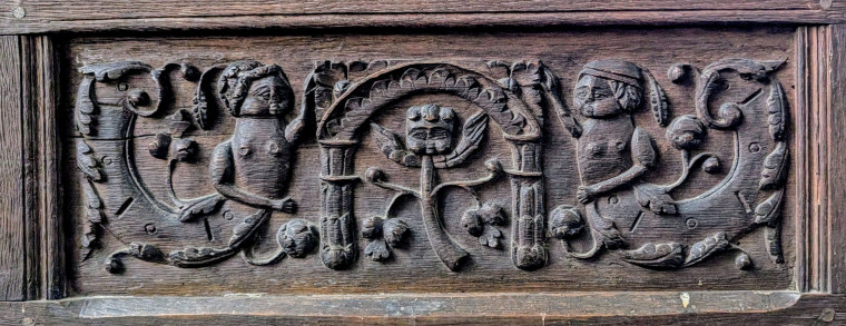 Gosfield Church Detail Wooden Paneling 21 March 2025 Copyright: William George